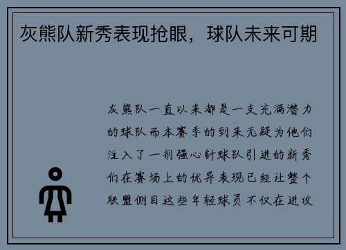 灰熊队新秀表现抢眼，球队未来可期